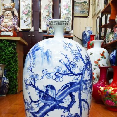 Mai bình tích lộc Chim Hoa Đào vẽ tay